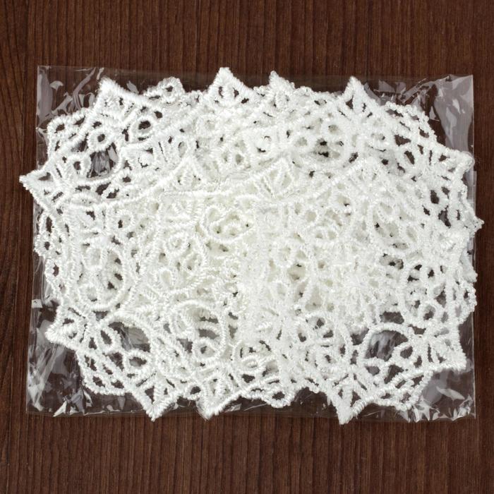 Вязаный элемент "Узор", d= 6см, 10 шт, цвет белый