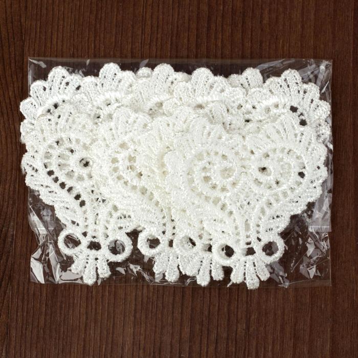 Вязаный элемент "Узор", 6,5х6см, 10 шт, цвет белый