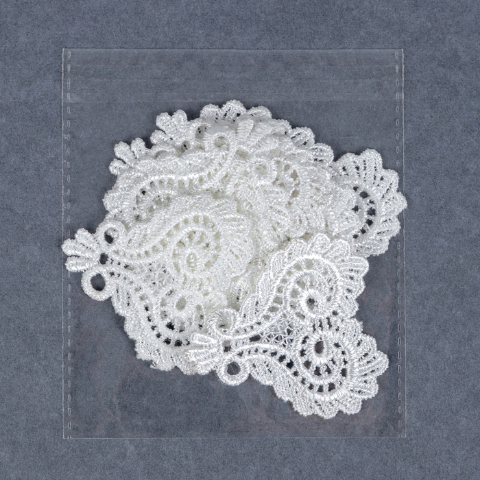 Вязаный элемент "Узор", 6,5х6см, 10 шт, цвет белый