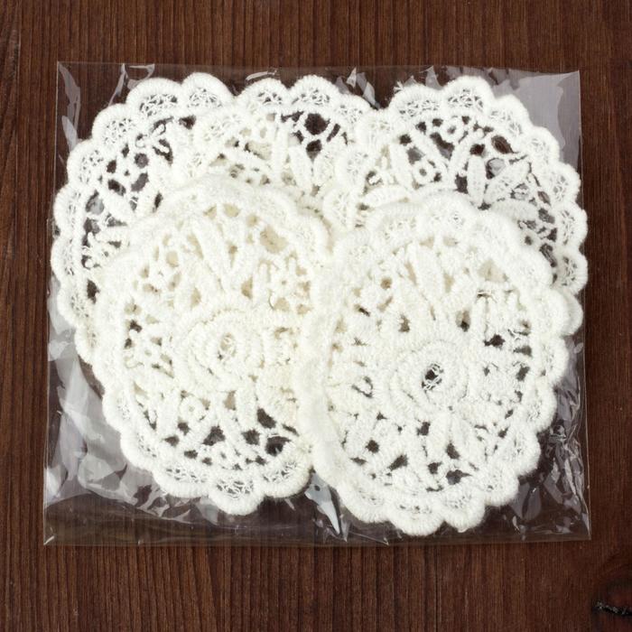 Вязаный элемент "Орнамент", 6,5х5,5см, 5 шт, цвет белый