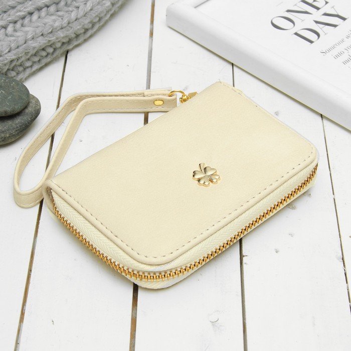 Кошелёк женский, 2 отдела, для карт, монет, цвет светло-бежевый