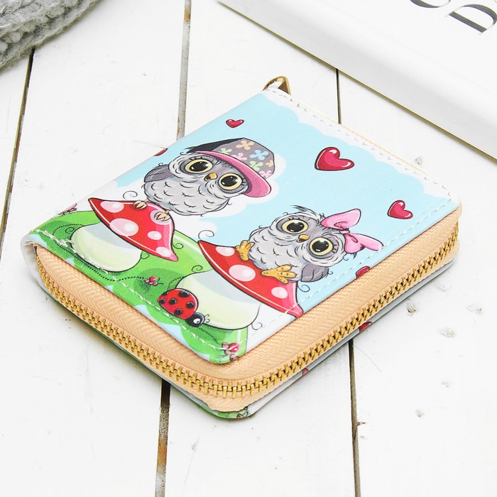 Кошелёк женский на молнии, 2 отдела, для монет, карт, разноцветный