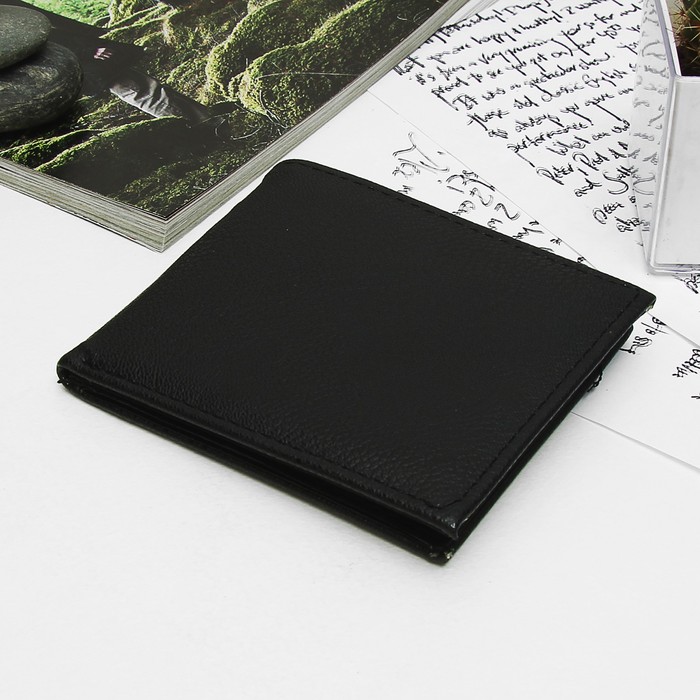 Портмоне мужское, 3 отдела, отдел для карт, цвет чёрный