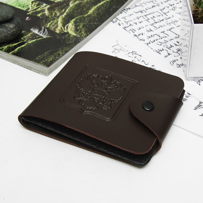 Портмоне мужское на кнопке, 2 отдела, отдел для карт, цвет коричневый