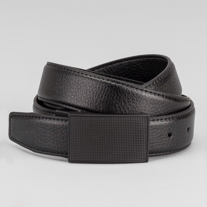 Ремень мужской, пряжка на прокол черный металл, ширина - 3,5 см, цвет чёрный