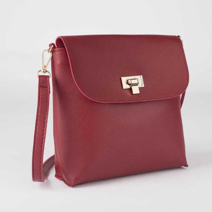Сумка женская, отдел на молнии, регулируемый ремень, цвет бордовый