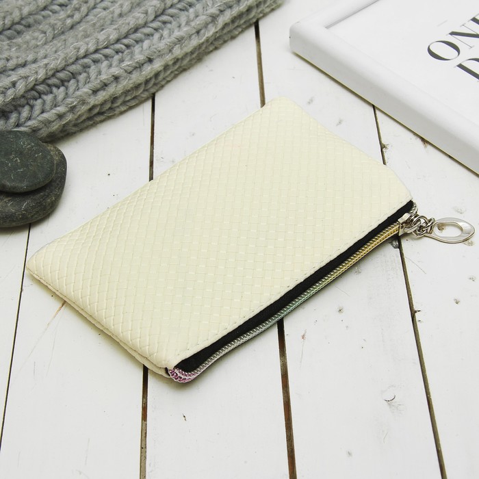 Кошелёк женский на молнии, 1 отдел, цвет белый