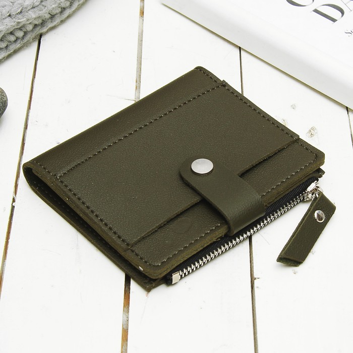 Кошелёк женский на кнопке, 2 отдела, отдел для карт, монет, наружный карман, цвет зелёный