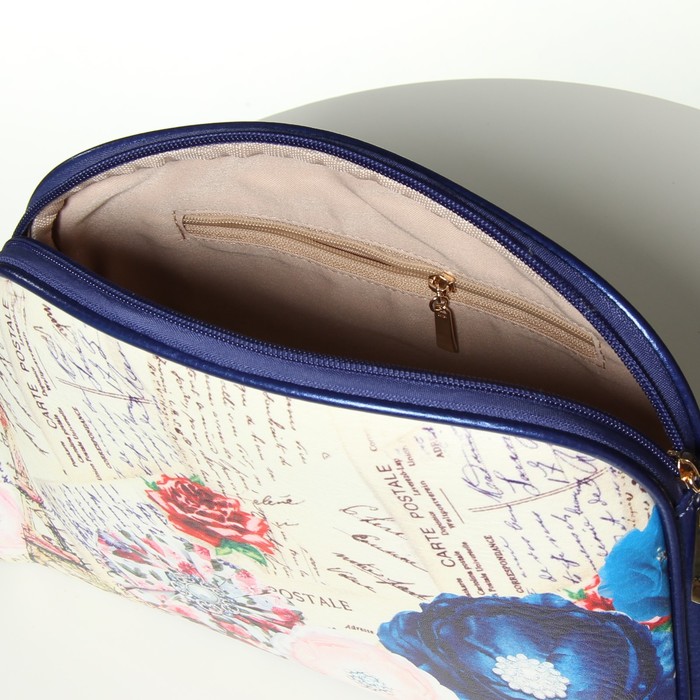 Сумка женская, отдел на молнии, длинный ремень, цвет синий