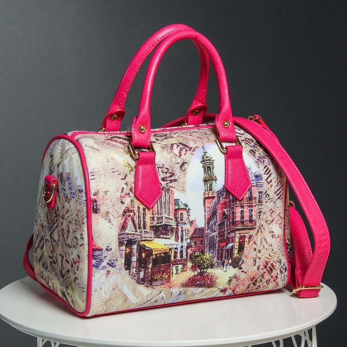 Сумка женская, отдел на молнии, длинный ремень, цвет розовый