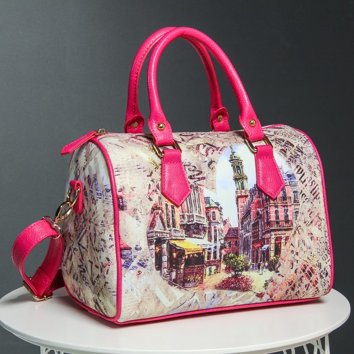 Сумка женская, отдел на молнии, длинный ремень, цвет розовый