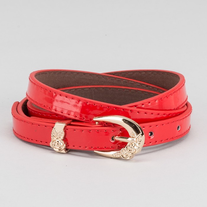 Ремень женский, пряжка и хомут золото, ширина - 1,4 см, цвет красный