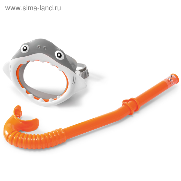 Набор для подводного плавания «Акула»: маска, трубка, от 3-8 лет неопреновая маска для подводного плавания с принтом логотипа ремешок для защиты от длинных волос
