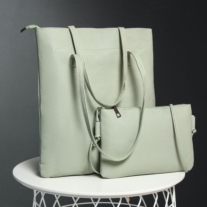 Сумка женская 2 в 1 на молнии, 1 отдел, сумка на длинном ремне, цвет мятный