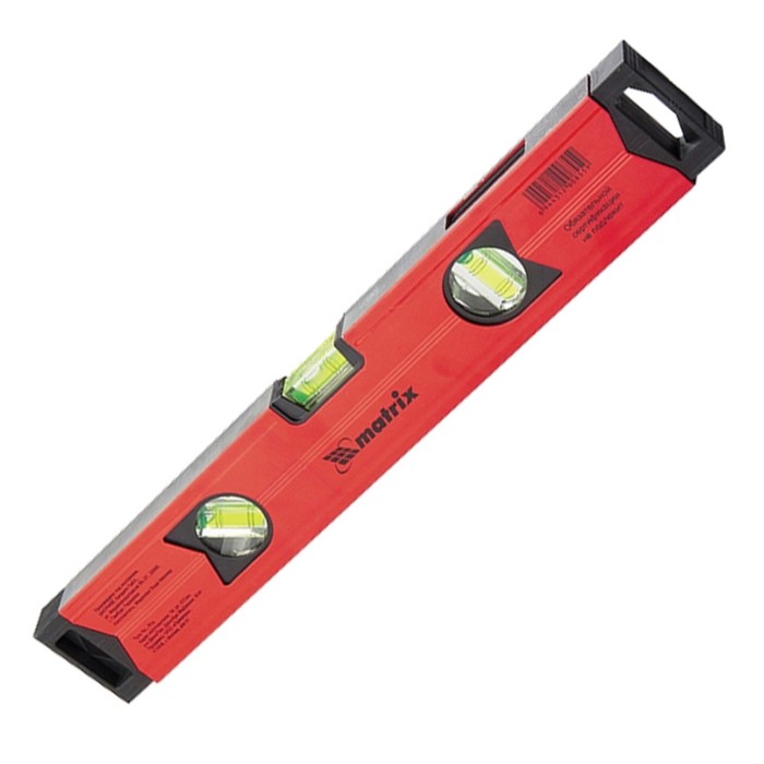 Уровень MATRIX, алюминиевый магнитный, 60 см, фрезерованный, 3 глазка, усиленный