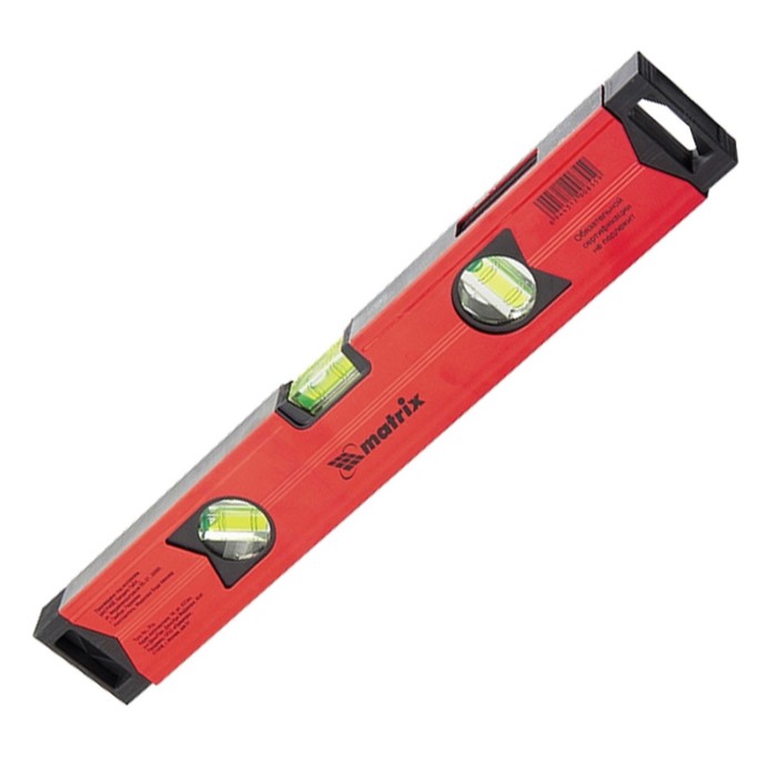 Уровень MATRIX, алюминиевый магнитный, 80 см, фрезерованный, 3 глазка, усиленный