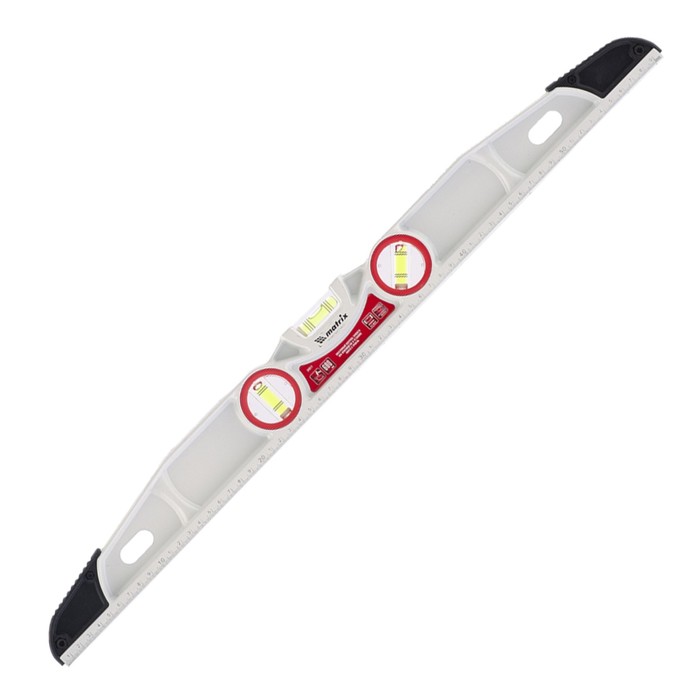 Уровень MATRIX, алюминиевый литой, фрезерованный, 3 глазка, две ударные площадки, 60 см