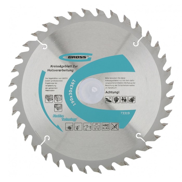 Пильный диск по дереву GROSS, 190 x 30 x 36Т