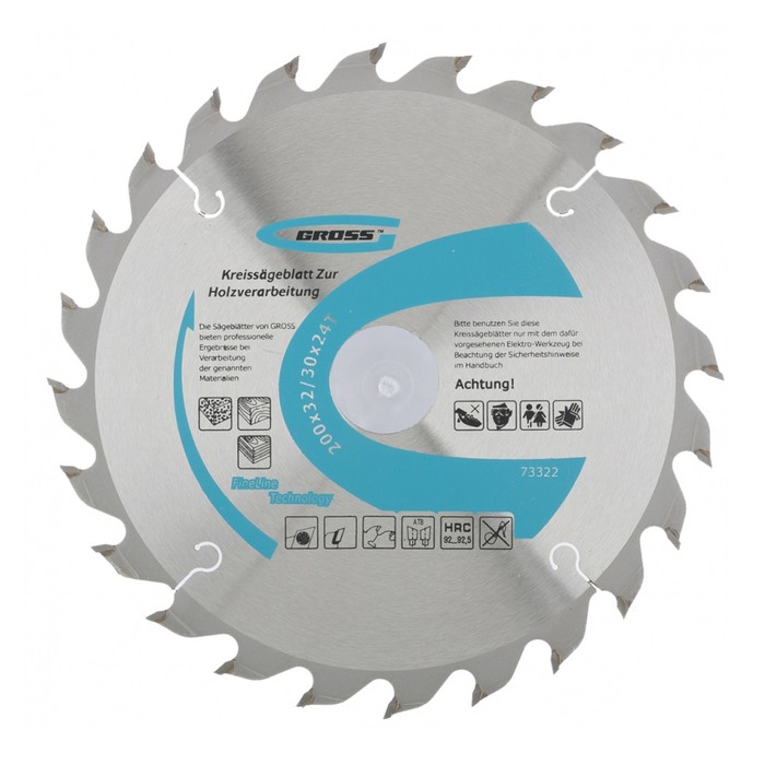 Пильный диск по дереву GROSS, 200 x 32/30 x 24Т