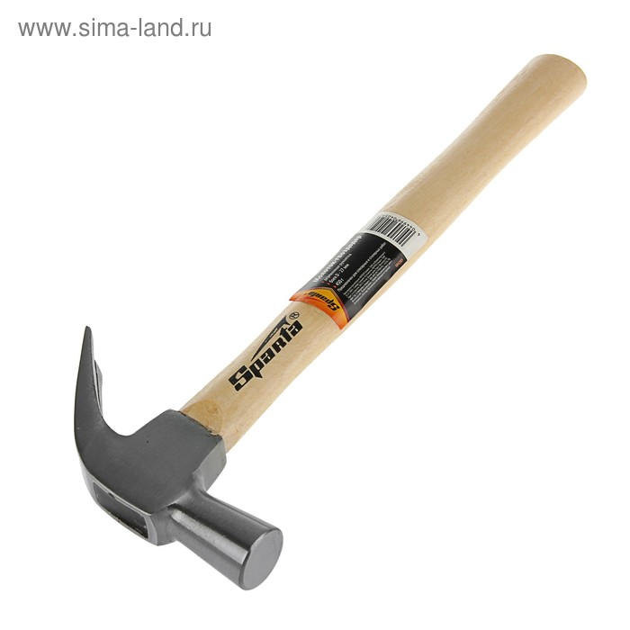 цена Молоток-гвоздодер SPARTA 104205, 450 г, боек 27 мм, деревянная рукоятка