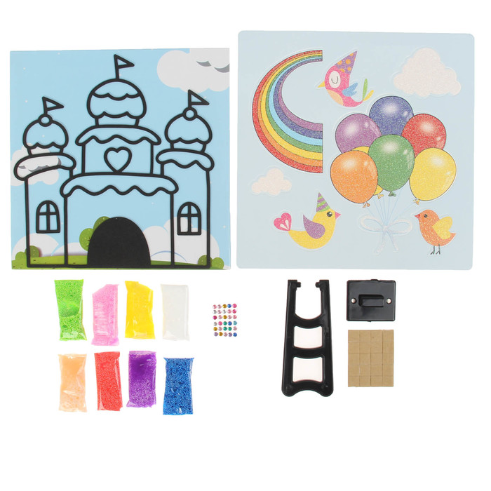 Аппликация шариковым пластилином "Веселье №13" 8 цветов по 4 гр, подставка, стразы