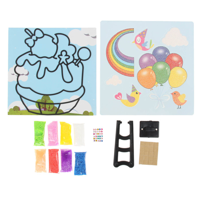 Аппликация шариковым пластилином "Веселье №12" 8 цветов по 4 гр, подставка, стразы