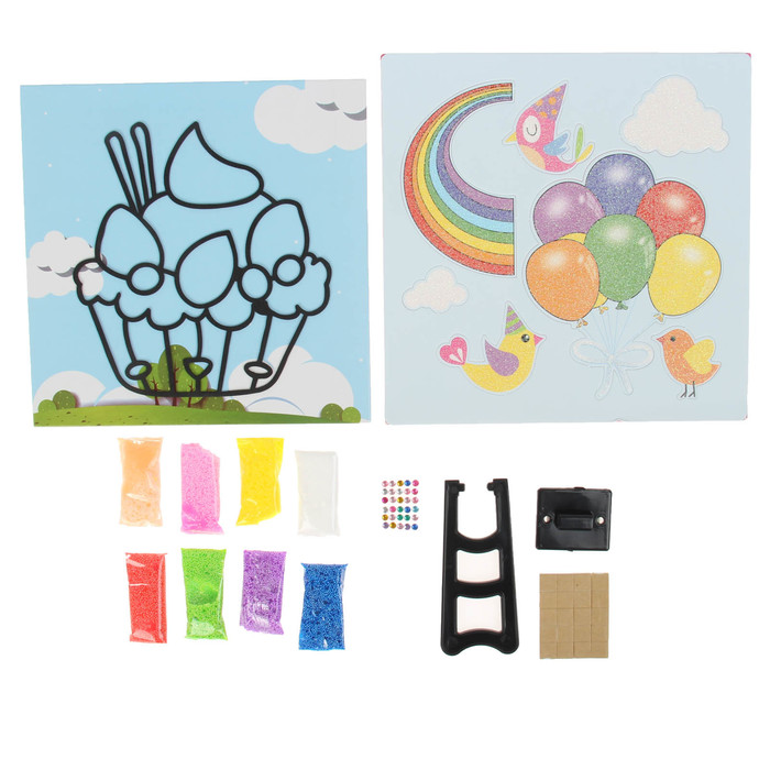 Аппликация шариковым пластилином "Веселье №6" 8 цветов по 4 гр, подставка, стразы