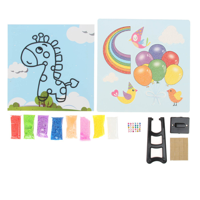 Аппликация шариковым пластилином "Веселье №4" 8 цветов по 4 гр, подставка, стразы