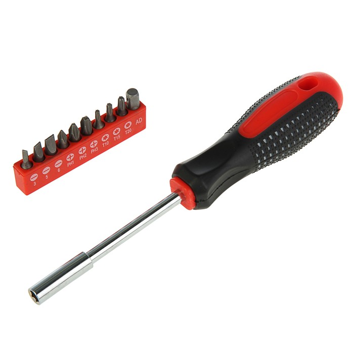 Отвёртка с набором бит MATRIX Fusion, CrV, трёхкомпонентная рукоятка, 11 предметов