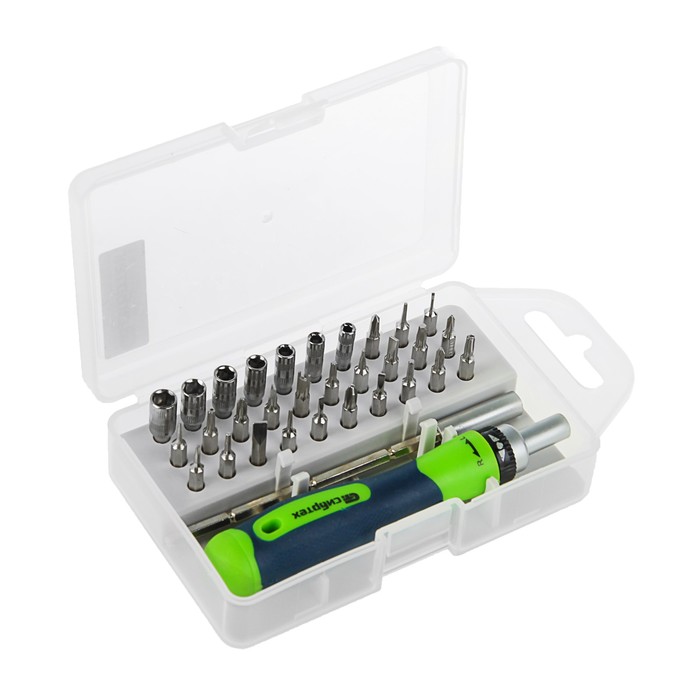 Отвёртка с битами и головками "СИБРТЕХ", CrV, для точных работ, 32 предмета