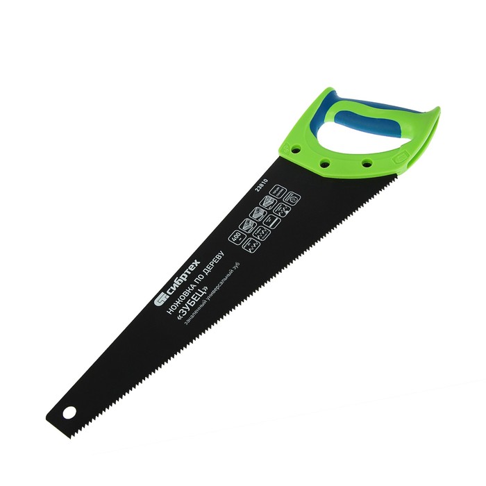 Ножовка "СИБРТЕХ" "Зубец", по дереву, 400 мм, 7-8TPI, калёный зуб, 2D заточка, тефлоновое покрытие