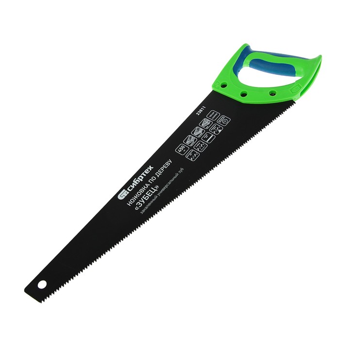 Ножовка "СИБРТЕХ" "Зубец", по дереву, 450 мм, 7-8TPI, калёный зуб, 2D заточка, тефлоновое покрытие
