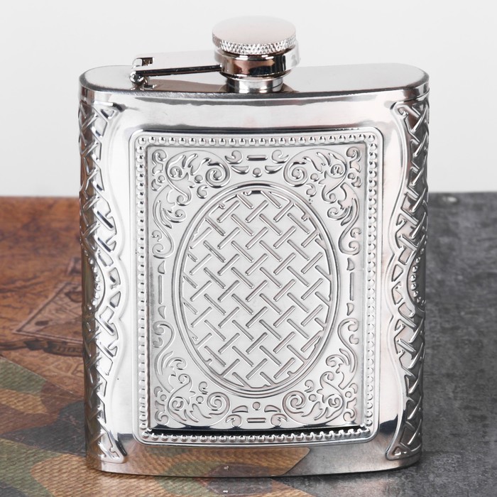 Фляжка серебро "С орнаментом" 240 мл