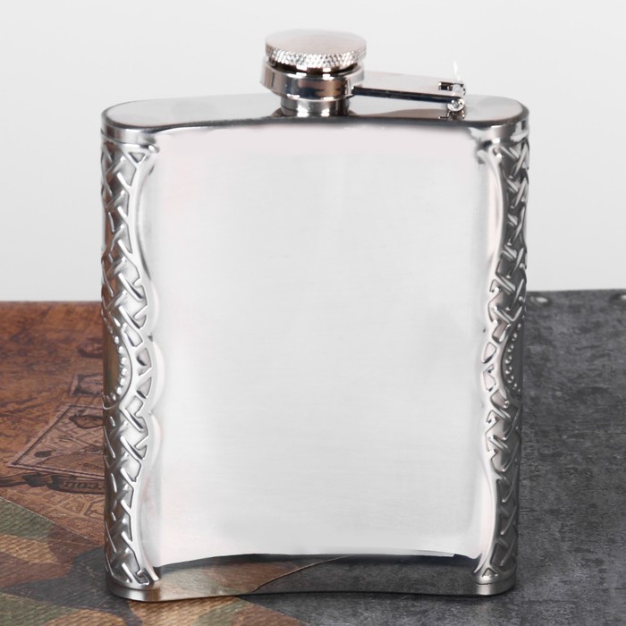 Фляжка серебро "С орнаментом" 240 мл