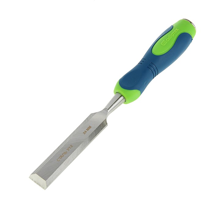 Долото-стамеска "СИБРТЕХ", 24мм, сталь У12, двухкомпонентная рукоятка, металл. затыльник