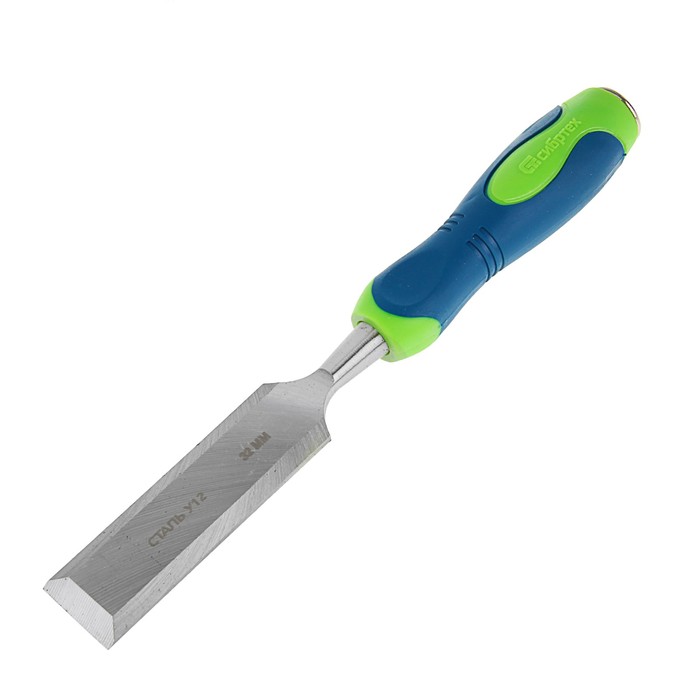 Долото-стамеска "СИБРТЕХ", 32мм, сталь У12, двухкомпонентная рукоятка, металл. затыльник