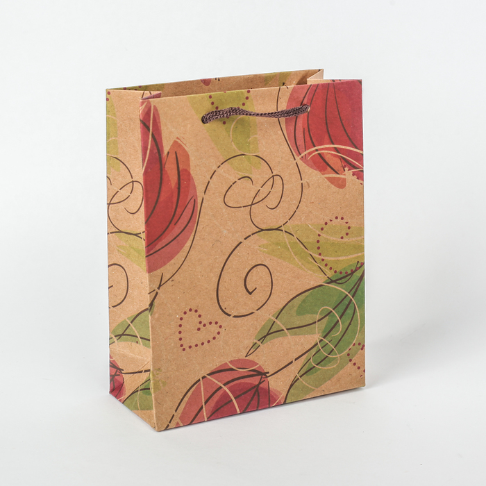 Пакет крафт "Тюльпаны", 11 х 5,5 х 14,5 см