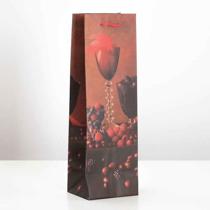 Пакет подарочный под бутылку "Фуршет", 11 х 10 х 36 см