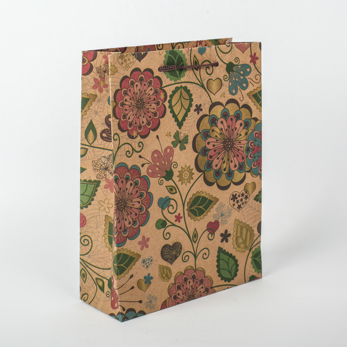 Пакет крафт "Цветение", 16 х 6 х 21 см