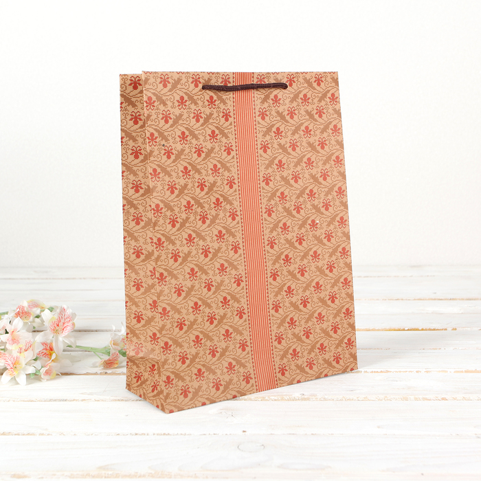Пакет крафт "Узоры", 23,5 х 8,5 х 31,5 см