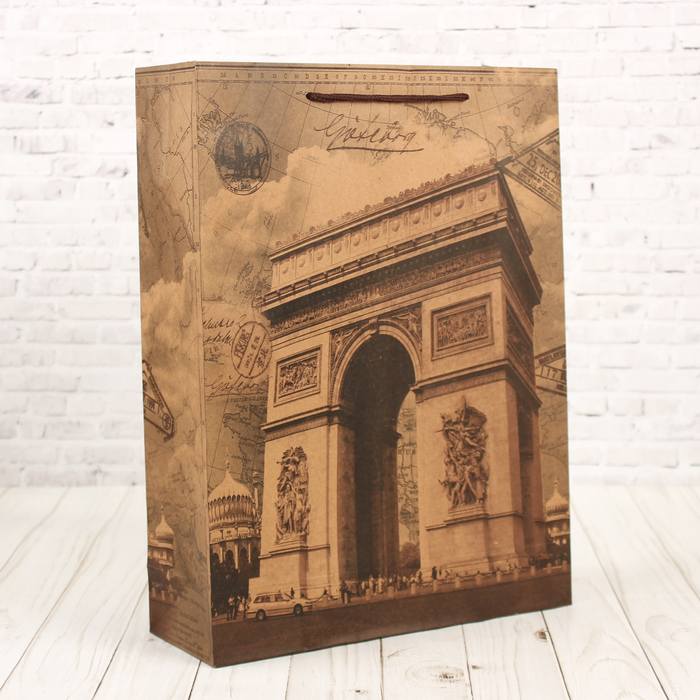 Пакет крафт "Париж", 23,5 х 8,5 х 31,5 см