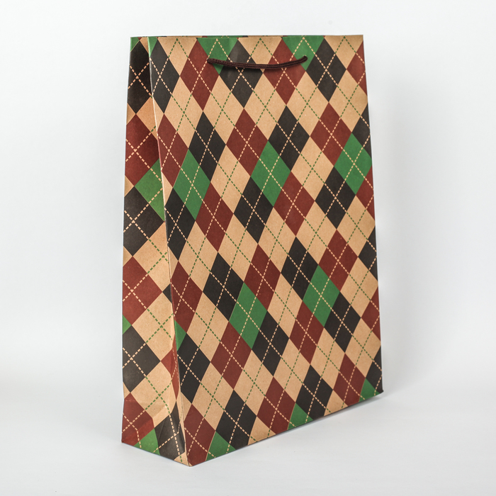 Пакет крафт "Ромбики", 27,5 х 8 х 36,5 см