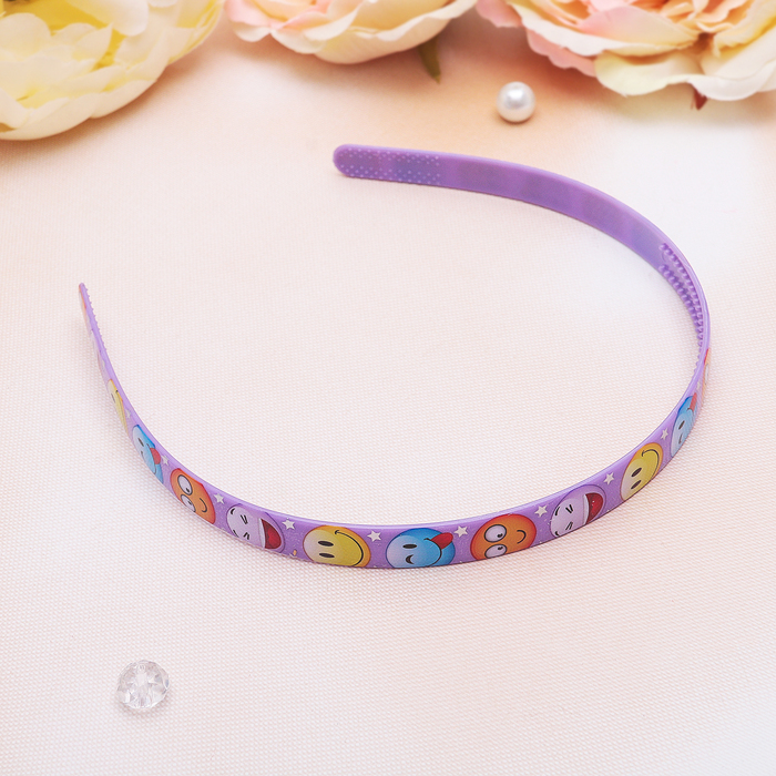 Ободок для волос "Мери" 1,1 см, смайл, микс