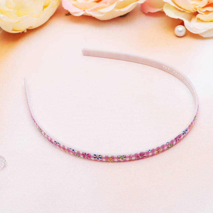 Ободок для волос "Мери" 0,8 см, цветы на клетке, микс