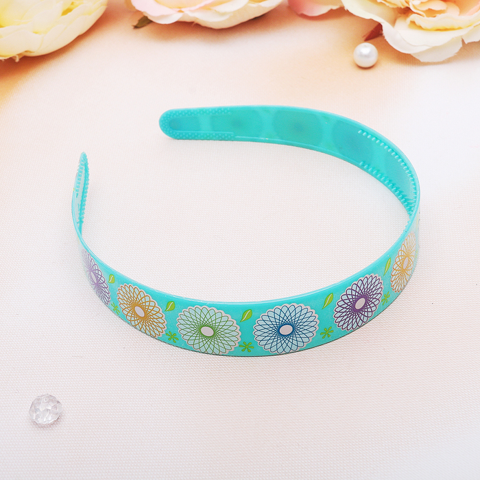 Ободок для волос "Мери" 2,3 см, круглые цветы, микс