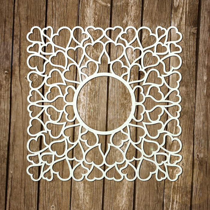 Чипборд картон "Рамка для фото "Сердца" толщ.0,9-1,15мм 13х13 см