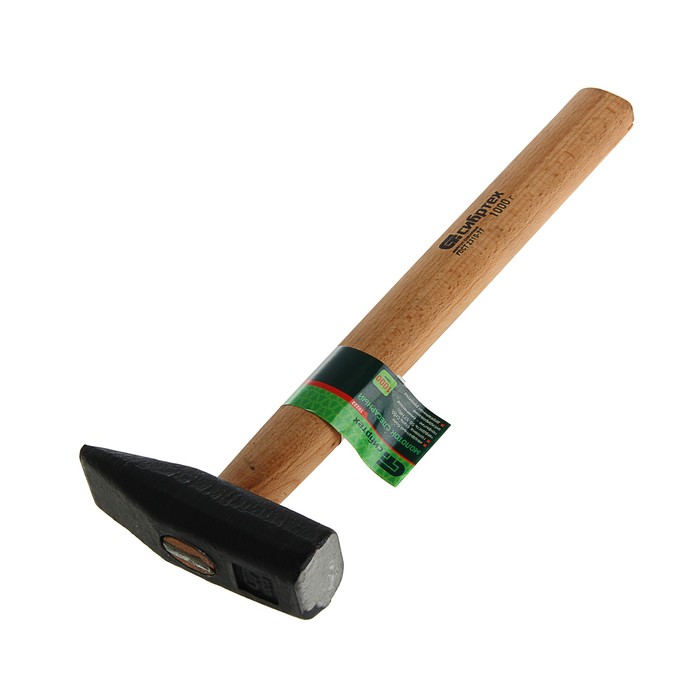 Молоток "СИБРТЕХ", 1000 г, слесарный, инструментальная сталь, квадр. боек, дерев. рукоятка