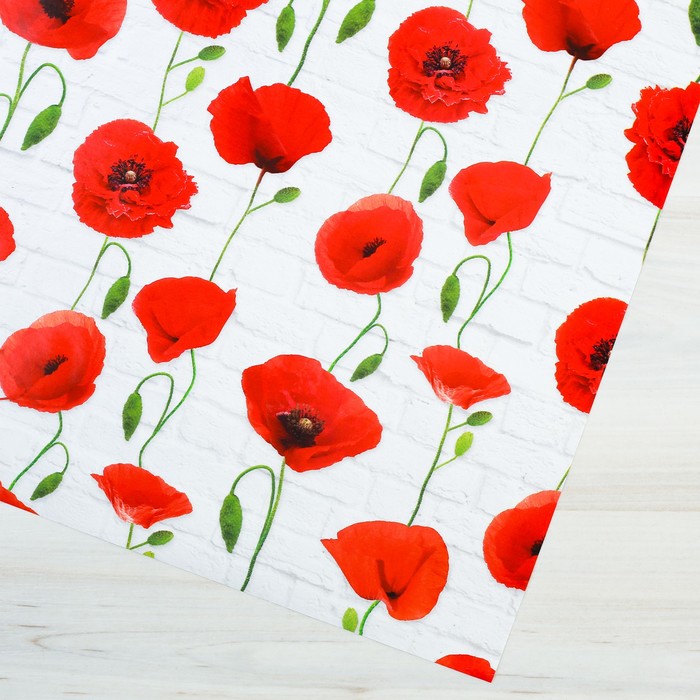 Бумага упаковочная глянцевая "Маки", 100х70 см