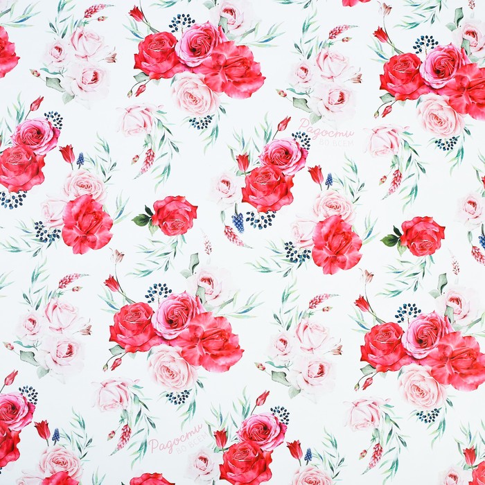 Бумага упаковочная глянцевая "Розы", 100х70 см