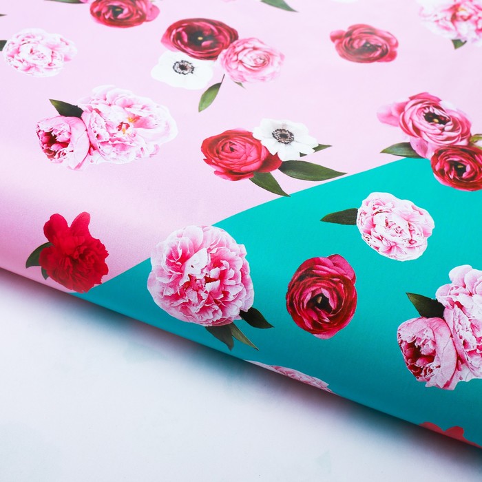 Бумага упаковочная глянцевая "Лиловые цветы", 100х70 см